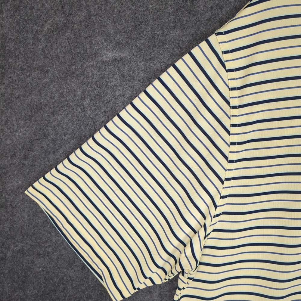 Greg Norman PLAY DRY Mens Polo Shirt Striped Yellow Blue Black Short Sleeve L - Picture 3 of 11